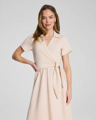 SPANX AirEssentials® Collared Tie-Waist Midi Dress | Toasted Coconut