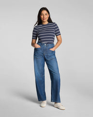 SPANX® Ribbed Knit Crewneck Tee | Timeless Navy/Classic White Stripe