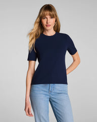 SPANX® Ribbed Knit Crewneck Tee | Timeless Navy