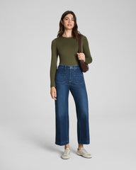 SPANXshape® Authentic 360 Cropped Wide Leg Jeans with Patch Pockets