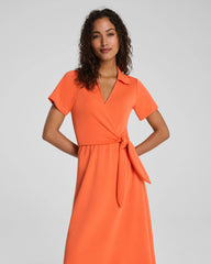 SPANX AirEssentials® Collared Tie-Waist Midi Dress | Sunset Coral