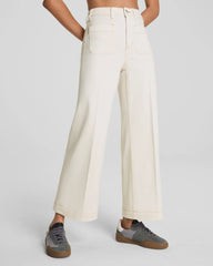 SPANXshape® Authentic 360 Cropped Wide Leg Jeans with Patch Pockets | Alabaster