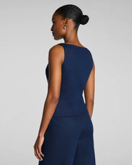 SPANX® EasyBreezy Cotton Linen Button-Down Vest | Timeless Navy