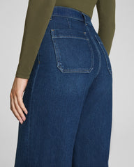 SPANXshape® Authentic 360 Cropped Wide Leg Jeans with Patch Pockets | Adriatic Blue
