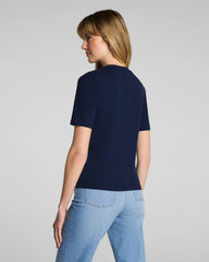 SPANX® Ribbed Knit Crewneck Tee | Timeless Navy