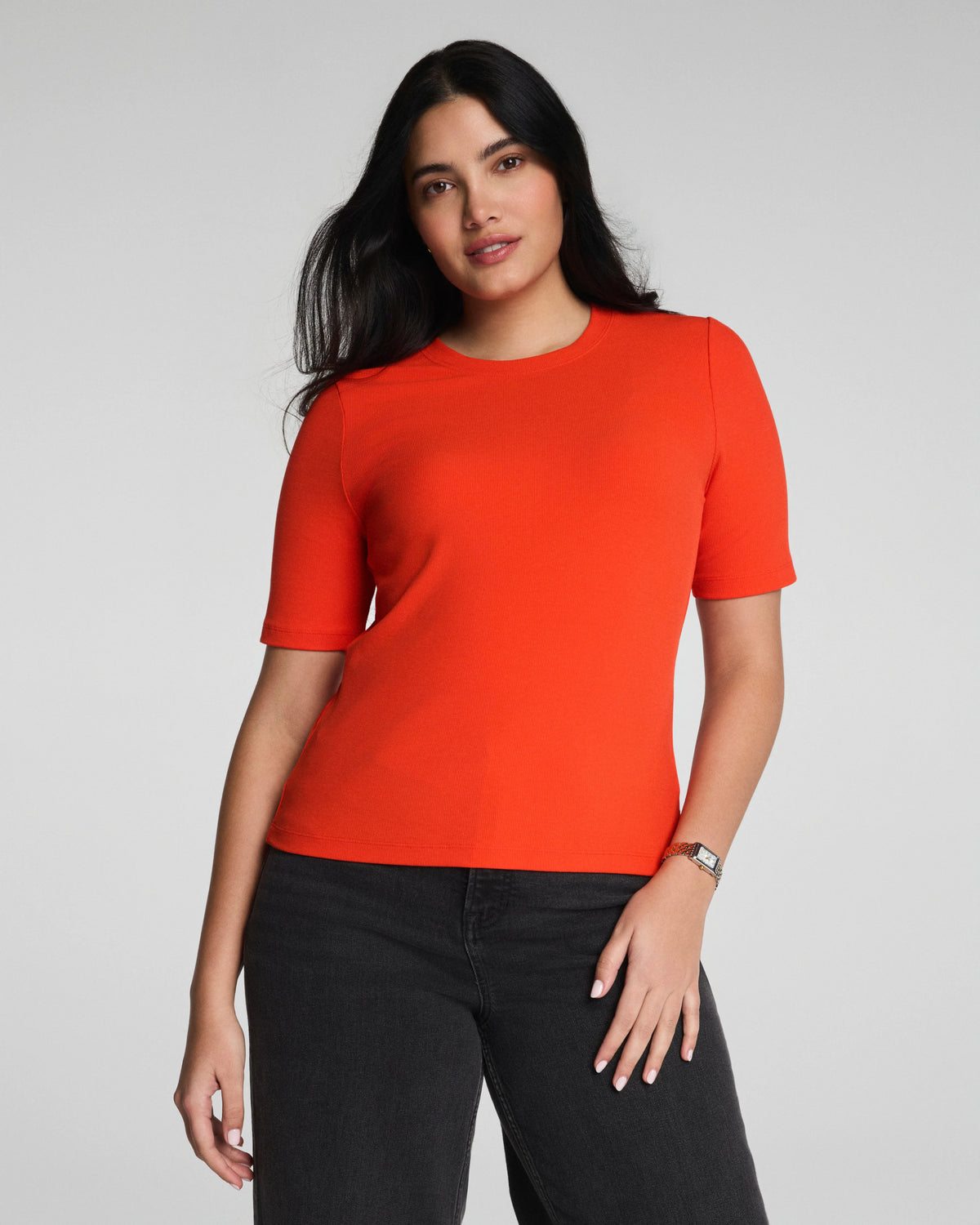 SPANX® Ribbed Knit Crewneck Tee | Poppy