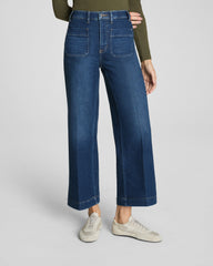 SPANXshape® Authentic 360 Cropped Wide Leg Jeans with Patch Pockets | Adriatic Blue