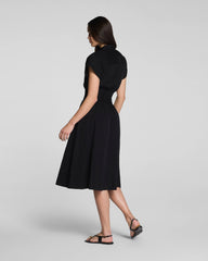 SPANX® Poplin Smocked Midi Shirt Dress | Classic Black