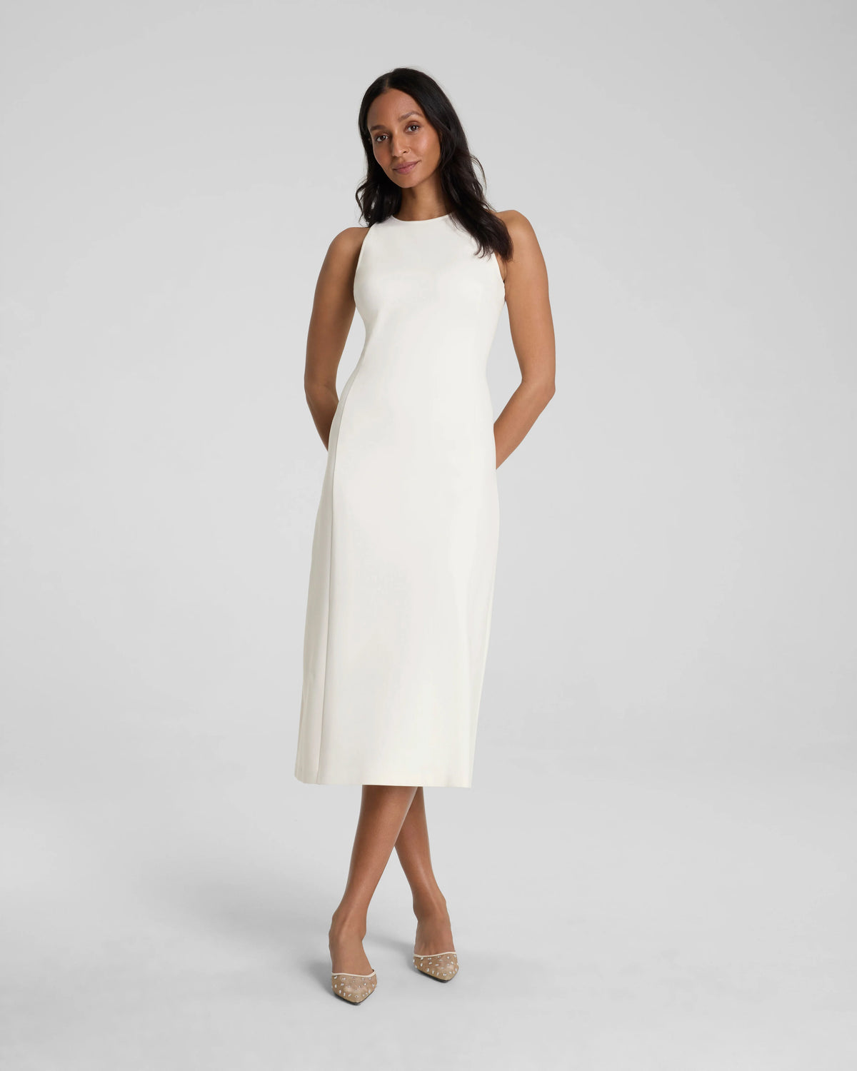SPANX® Ponte Sleeveless A-Line Midi Dress | Ivory