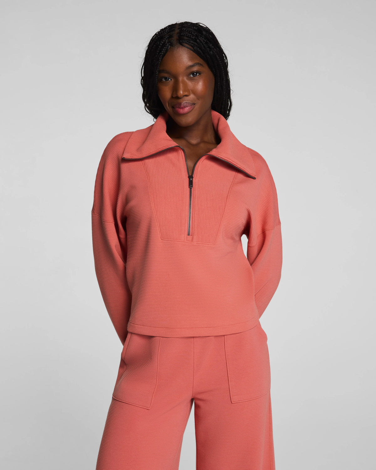 SPANX AirEssentials® French Rib Half Zip | Clay