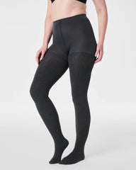 SPANXshape® Rib Knit Shorty Tights | Charcoal Heather Cozy Rib