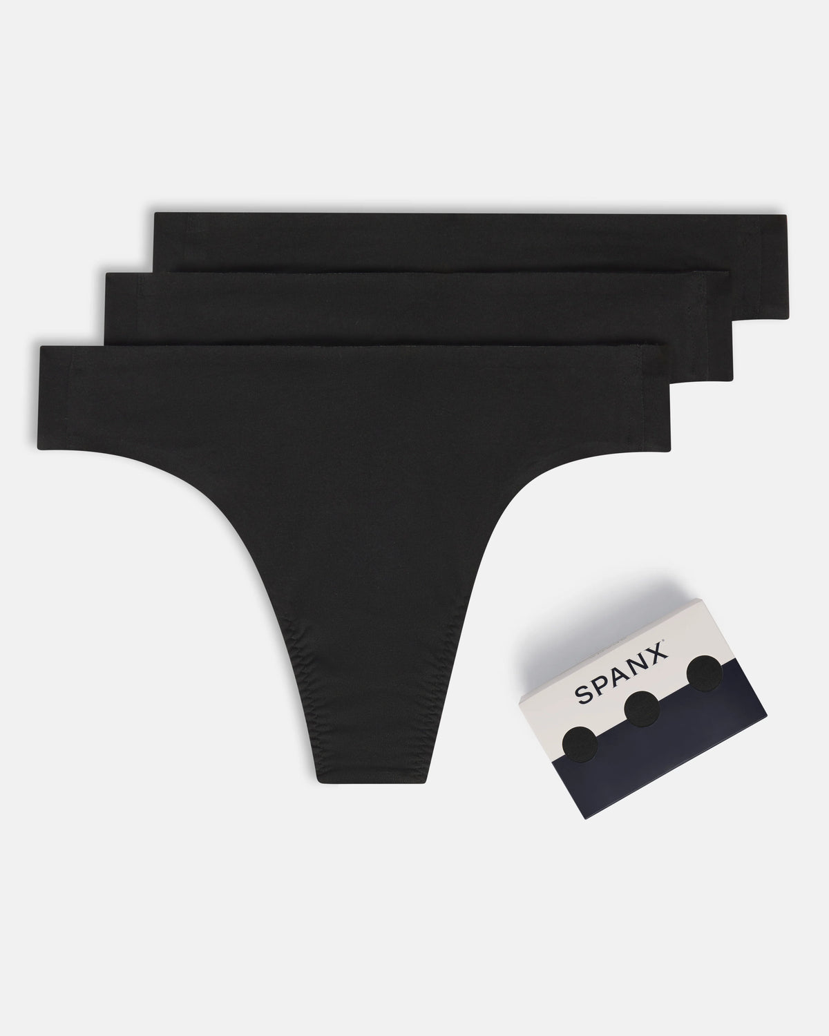 SPANXsmooth® Fit-To-You Supima® Cotton Thong 3-Pack | Very Black