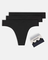 SPANXsmooth® Fit-To-You Supima® Cotton Thong 3-Pack | Very Black