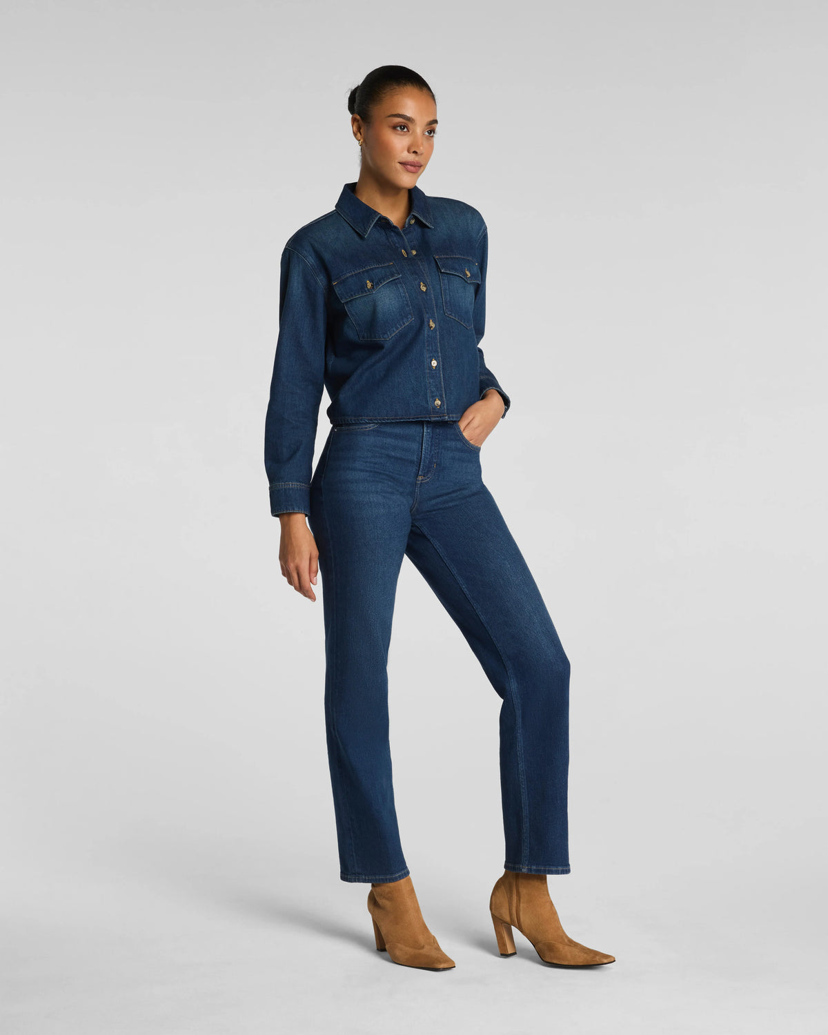 SPANXshape® Authentic 360 Mid-Rise 90s Straight Leg Jeans | Adriatic Blue