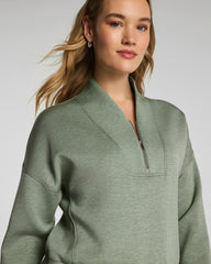 SPANX AirEssentials® Shawl Collar Half Zip | Sage Brush Heather