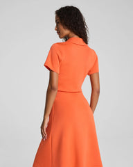 SPANX AirEssentials® Collared Tie-Waist Midi Dress | Sunset Coral