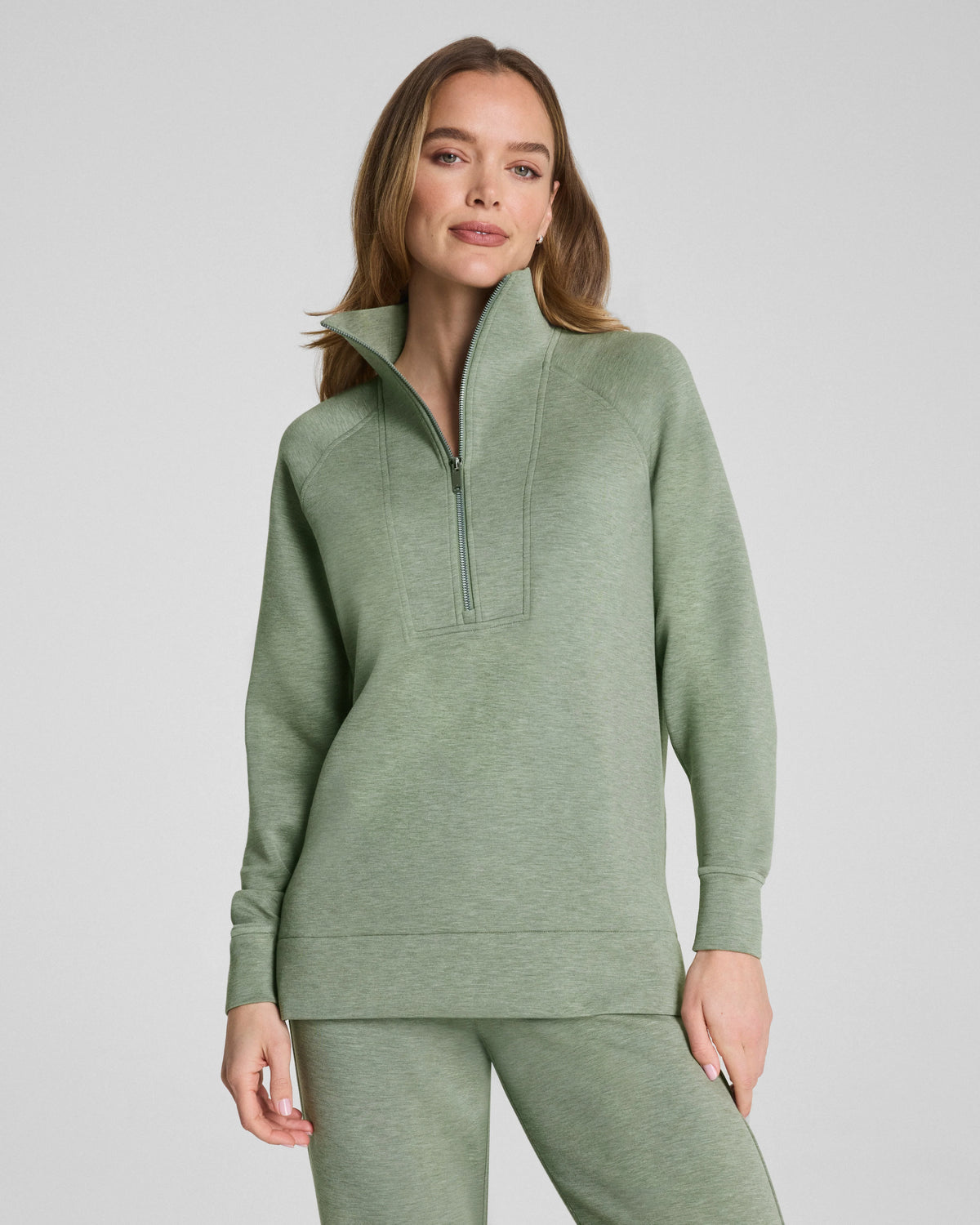 SPANX AirEssentials® Half Zip Tunic | Sage Brush Heather