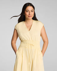SPANX® Poplin V-Neck Smocked Midi Dress | Sunbeam