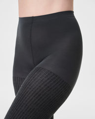 SPANXshape® Rib Knit Shorty Tights | Charcoal Heather Cozy Rib