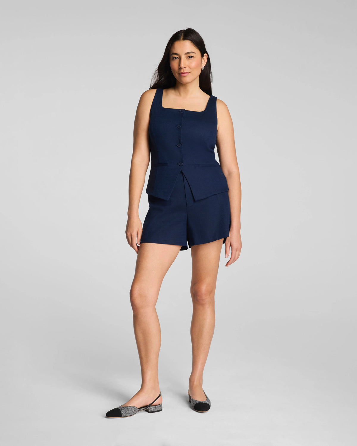 SPANX® EasyBreezy Cotton Linen Short, 5" | Timeless Navy