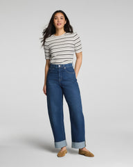 SPANXshape® Authentic 360 Cuffed Horseshoe Jeans | Adriatic Blue