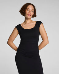 SPANXsmooth® Jersey Scoop Neck Ruched Midi Dress | Classic Black