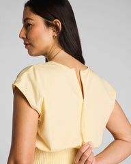 SPANX® Poplin V-Neck Smocked Midi Dress | Sunbeam