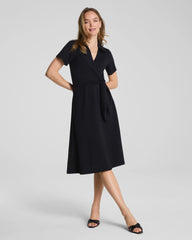 SPANX AirEssentials® Collared Tie-Waist Midi Dress | Very Black