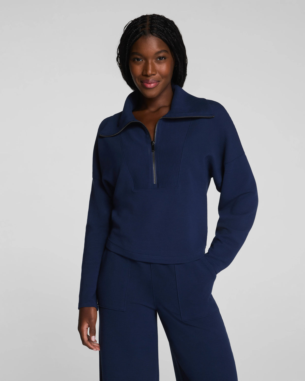 SPANX AirEssentials® French Rib Half Zip | Timeless Navy