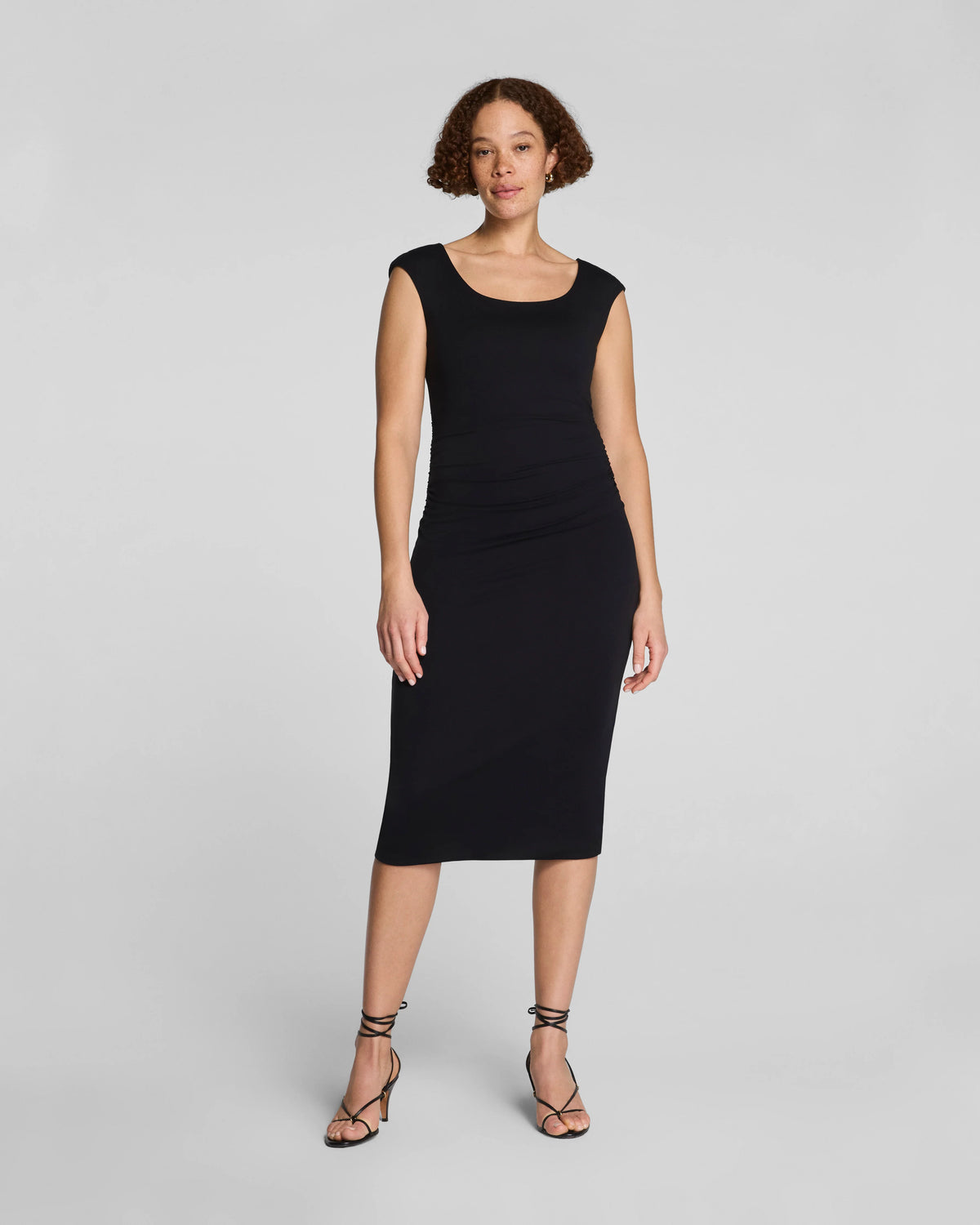SPANXsmooth® Jersey Scoop Neck Ruched Midi Dress | Classic Black
