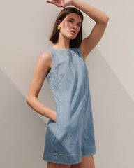 SPANX® Lightweight Denim Mini Tank Dress | Seaside Blue