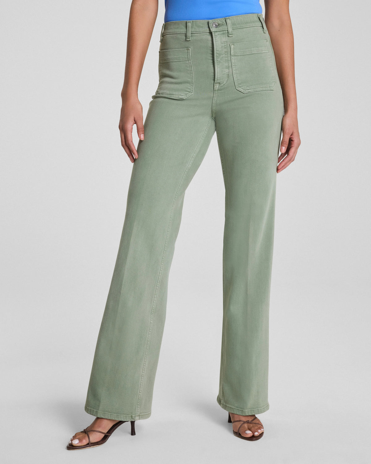 SPANXshape® Authentic 360 Easy Flare Jeans with Patch Pockets | Sage Brush