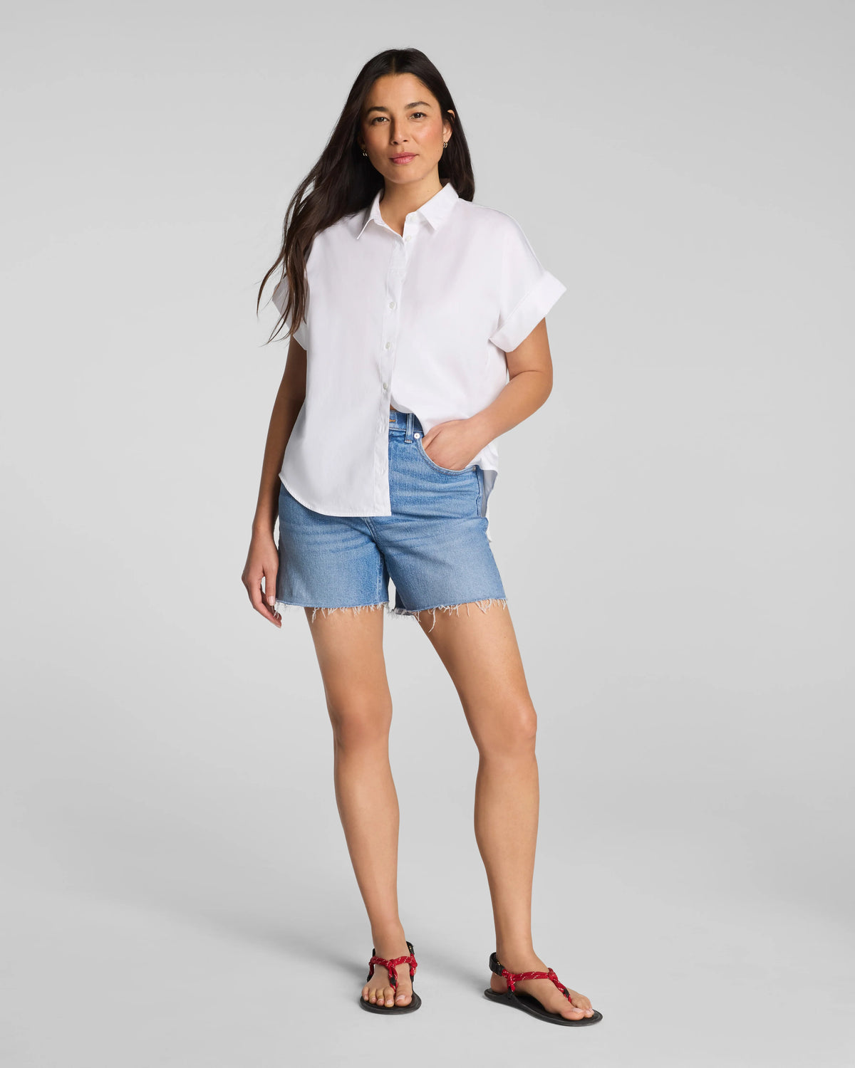 SPANXshape® Authentic 360 Raw Hem Jean Short, 5" | Elysian