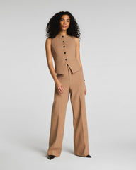 SPANX® WellSuited Tailored Button-Down Vest | Camel Heather