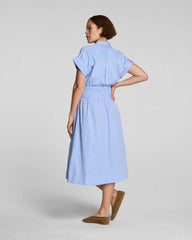 SPANX® Poplin Smocked Midi Shirt Dress | Aster/Classic White Stripe