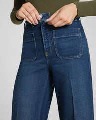 SPANXshape® Authentic 360 Cropped Wide Leg Jeans with Patch Pockets | Adriatic Blue