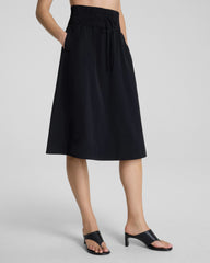 SPANX® Poplin Smocked A-Line Midi Skirt | Classic Black