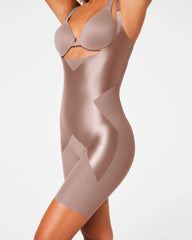SPANXshape® Satin-X™ Open-Bust Mid-Thigh Bodysuit | Cafe Au Lait