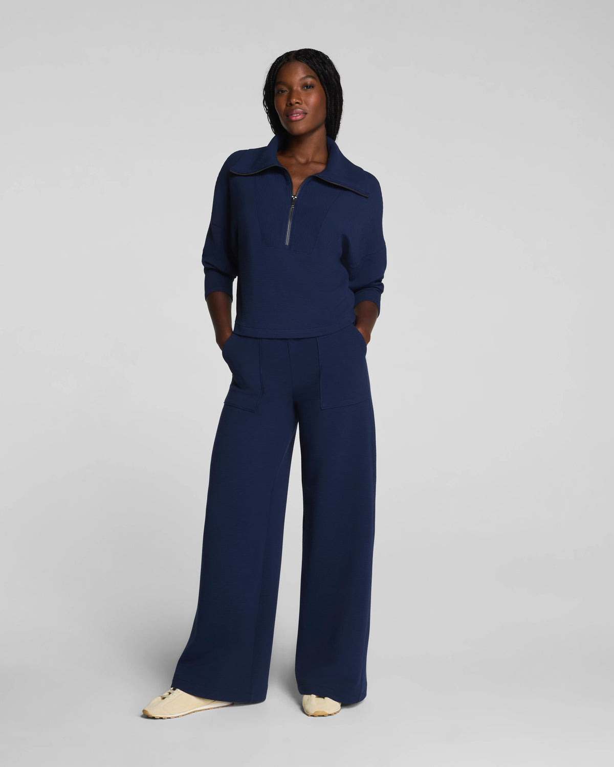 SPANX AirEssentials® French Rib Wide Leg Pant | Timeless Navy