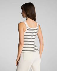 SPANX® Ribbed Knit Scoop Neck Tank | Linen/Classic Black Stripe