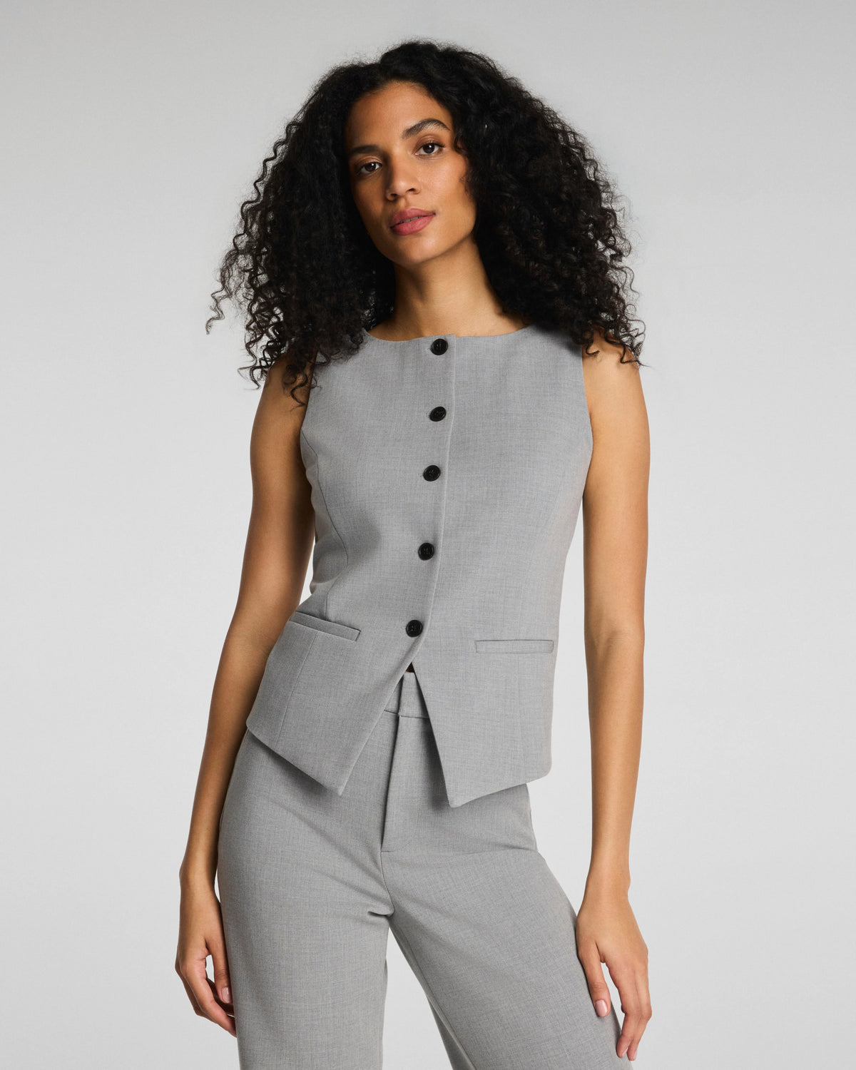 SPANX® WellSuited Tailored Button-Down Vest | Heather Grey
