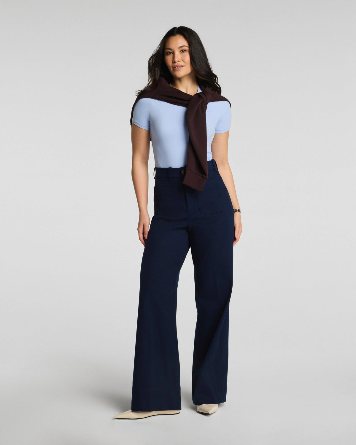SPANXsupersmooth® Stretch Twill Wide Leg Pant with Patch Pockets | Timeless Navy