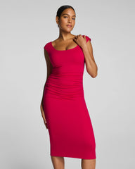 SPANXsmooth® Jersey Scoop Neck Ruched Midi Dress | Fuchsia