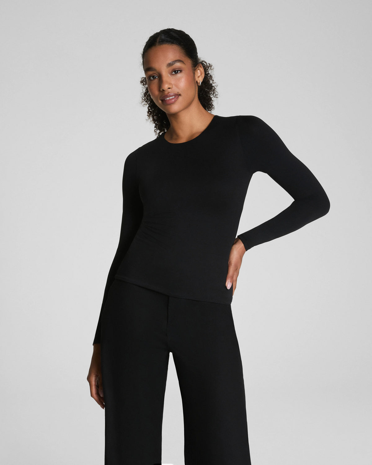 SPANXsmooth® Jersey Crewneck Long Sleeve Top | Classic Black