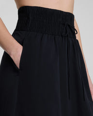 SPANX® Poplin Smocked A-Line Midi Skirt | Classic Black