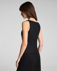 SPANX® EasyBreezy Cotton Linen Button-Down Vest | Classic Black